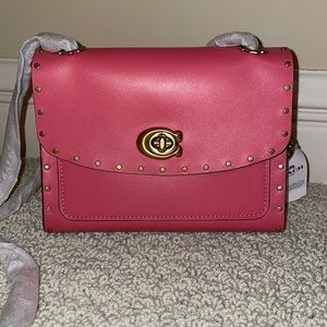 NWT Coach purse pink gold stud flower crossbody